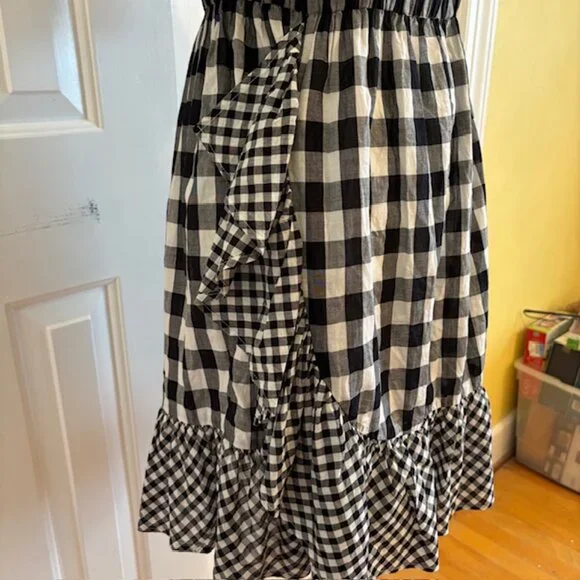 J. Crew Black/White Gingham Ruffle Halter Mini Dress Size Small - Picture 4 of 9